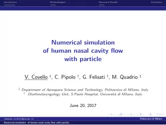 Numerical simulation  of human nasal cavity flow  with particle V. Covello  , C. Pipolo  , G.