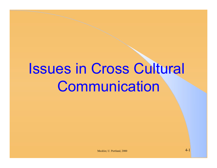 issues in cross cultural communication