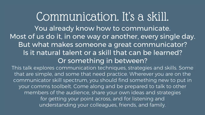 communication it s a skill