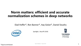 Norm matters: efficient and accurate  normalization schemes in deep networks  Elad Hoffer*, Ron