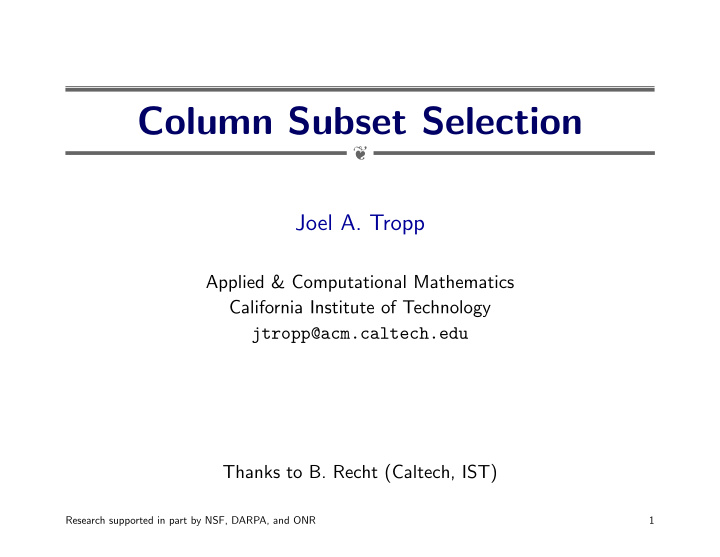 column subset selection