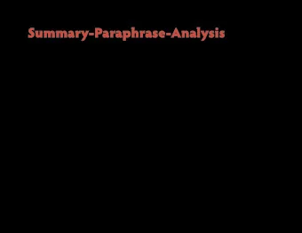 Summary-Paraphrase-Analysis  1 revised: 10.06.11 || English 1301: Composition &amp; Rhetoric I  ||