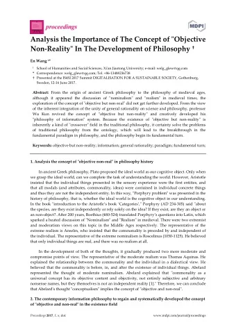 Analysis the Importance of The Concept of &quot;Objective Non-Reality&quot; In The Development of