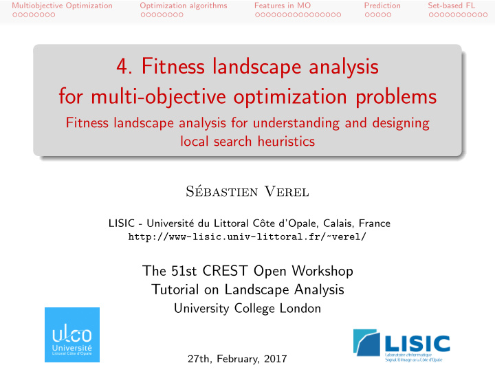 4 fitness landscape analysis for multi objective