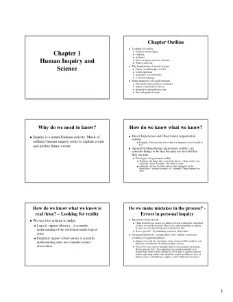 Chapter 1  Ordinary human inquiry  Ordinary human inquiry  Chapter 1    Tradition