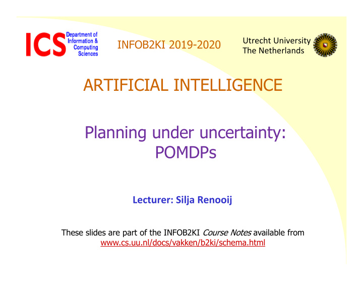 artificial intelligence planning under uncertainty pomdps