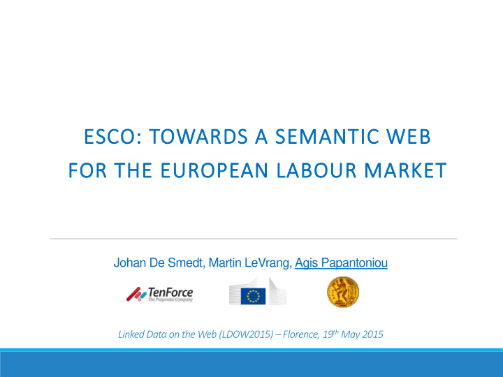 esco towards a semantic web for the european labour market