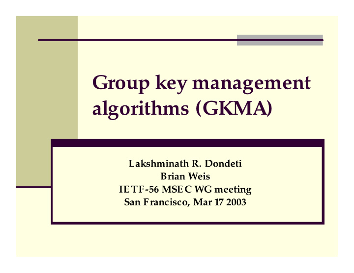 group key management algorithms gkma