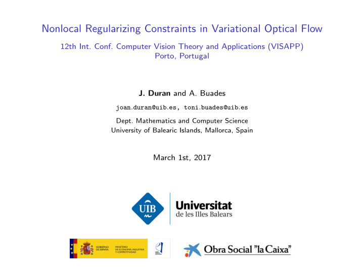 nonlocal regularizing constraints in variational optical
