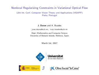 Nonlocal Regularizing Constraints in Variational Optical Flow  12th Int. Conf. Computer Vision