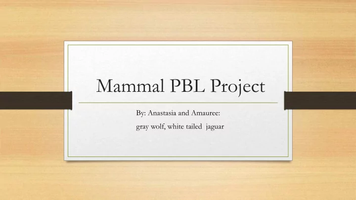mammal pbl project