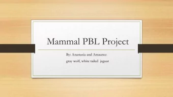 Mammal PBL Project  By: Anastasia and Amauree:  gray wolf, white tailed  jaguar  What regions of