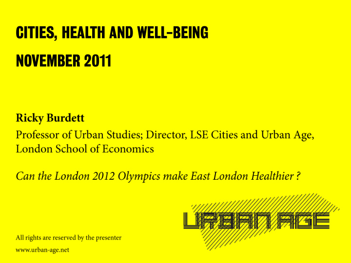 cities health and well being november 2011 can the london