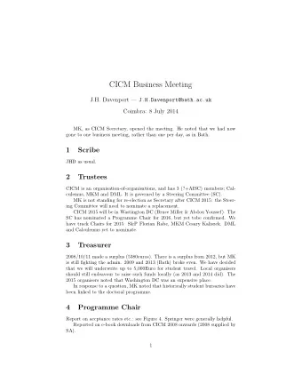 CICM Business Meeting J.H. Davenport  J.H.Davenport@bath.ac.uk  Coimbra: 8 July 2014  MK, as