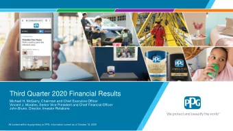 Third Quarter 2020 Financial Results  Michael H. McGarry, Chairman and Chief Executive Officer