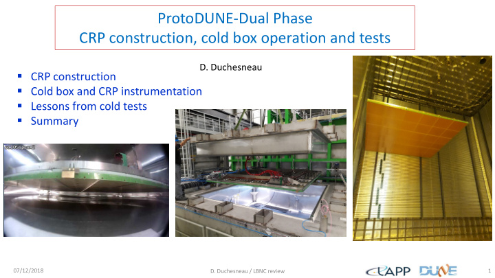 protodune dual phase crp construction cold box operation