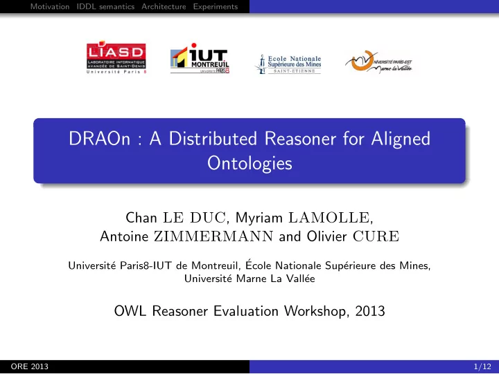 draon a distributed reasoner for aligned ontologies