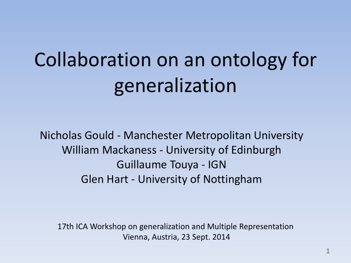 collaboration on an ontology for generalization