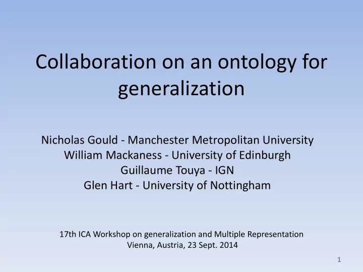 collaboration on an ontology for generalization