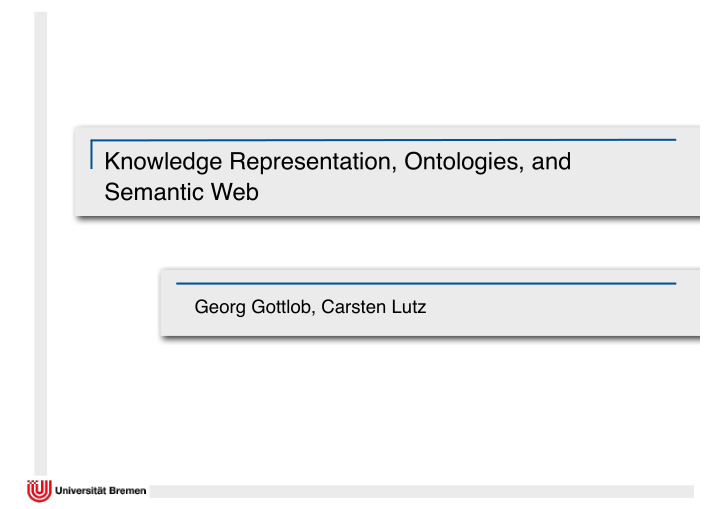 knowledge representation ontologies and semantic web