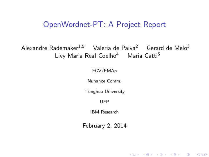 openwordnet pt a project report