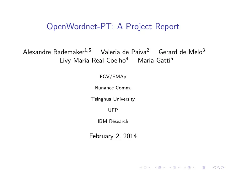 openwordnet pt a project report