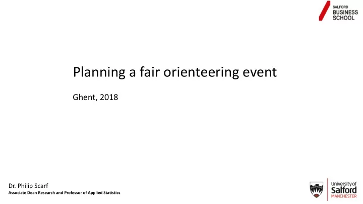 planning a fair orienteering event