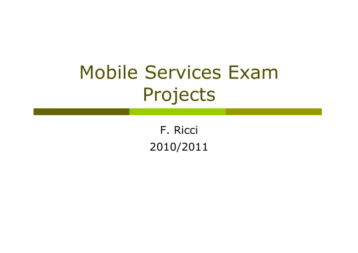 mobile services exam projects