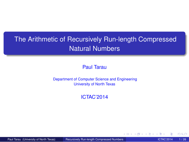 the arithmetic of recursively run length compressed