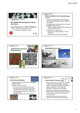 02.11.2018  When and Where will a Breakthrough  Come?   Technology breakthroughs often happens