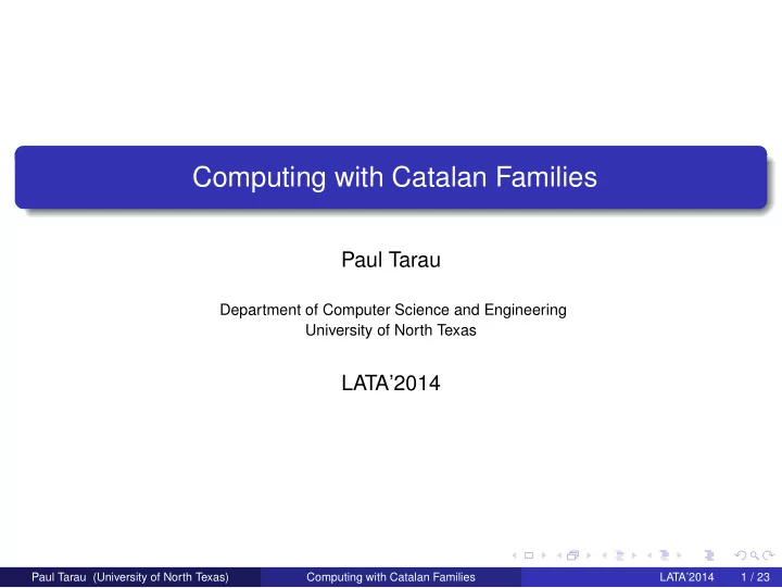 computing with catalan families