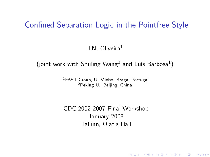 confined separation logic in the pointfree style