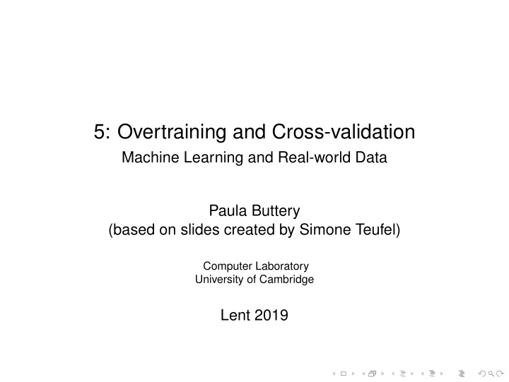 5 overtraining and cross validation