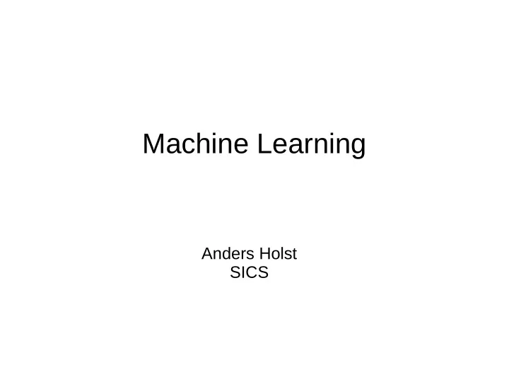 machine learning