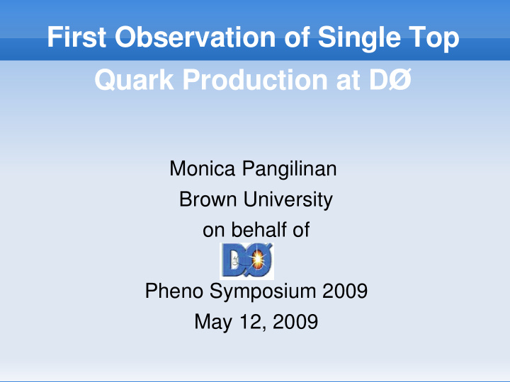first observation of single top quark production at d
