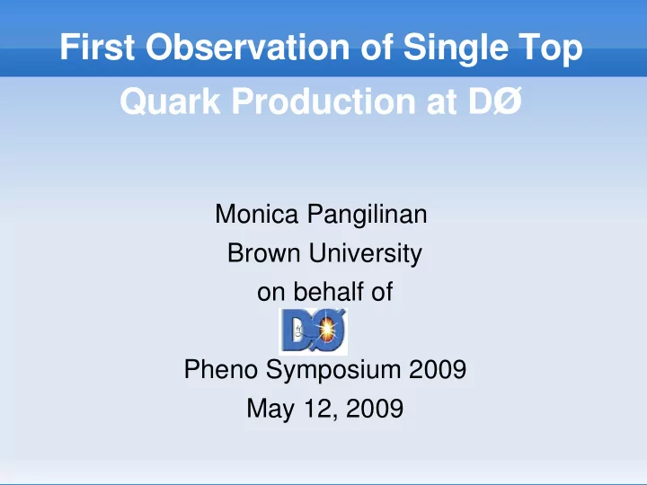 first observation of single top quark production at d