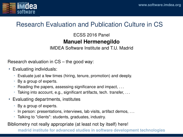 research evaluation and publication culture in cs