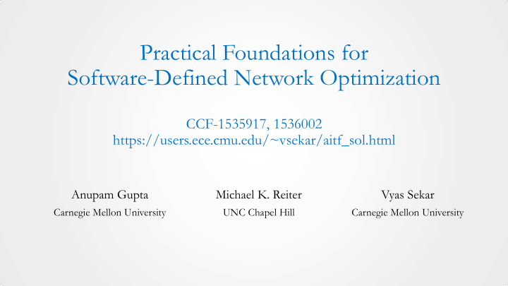 practical foundations for software defined network