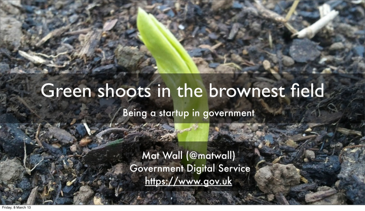 green shoots in the brownest field