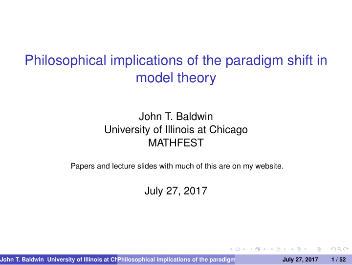 philosophical implications of the paradigm shift in model