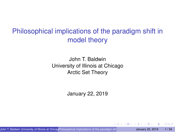 philosophical implications of the paradigm shift in model