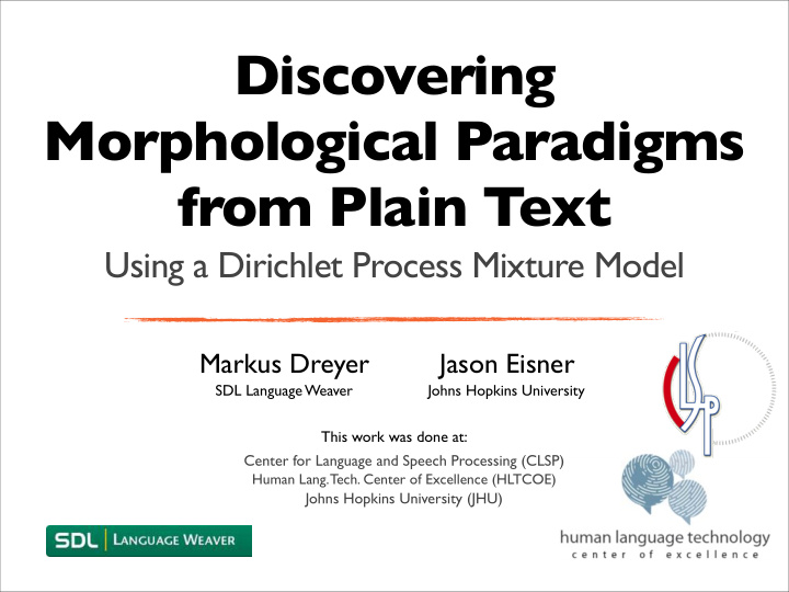 discovering morphological paradigms from plain text
