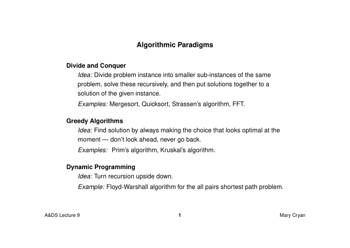 algorithmic paradigms