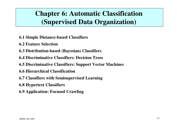 chapter 6 automatic classification supervised data