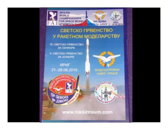 18 th World Spacemodeling Championships (WSMC) (9 th WSMC for Juniors) Vrdnik/Irig, Serbia, August