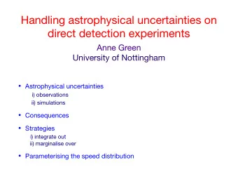 Handling astrophysical uncertainties on  direct detection experiments  Anne Green  University of