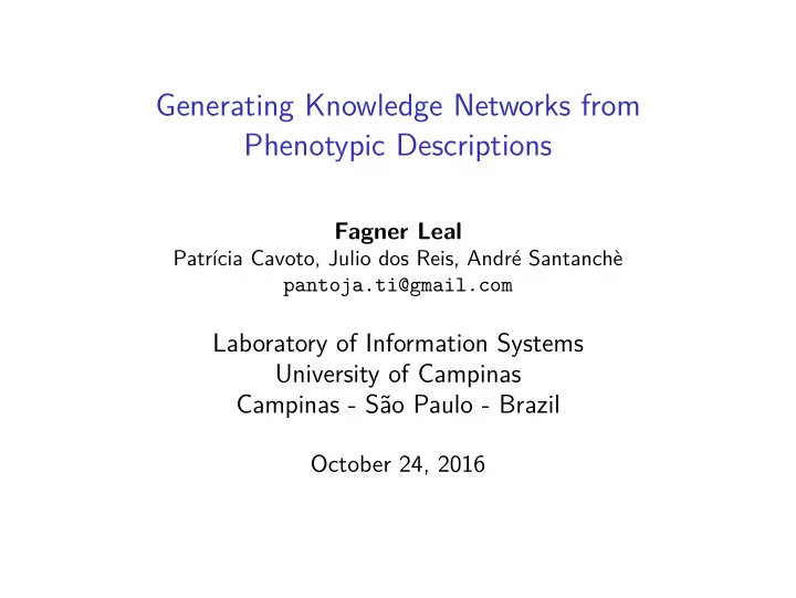 generating knowledge networks from phenotypic descriptions