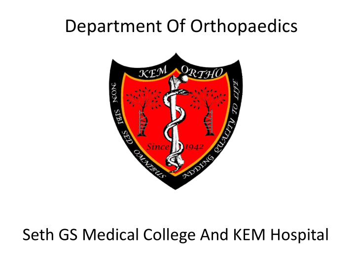 department of orthopaedics