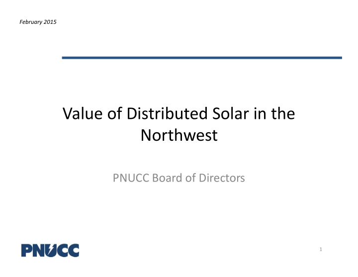 value of distributed solar in the northwest