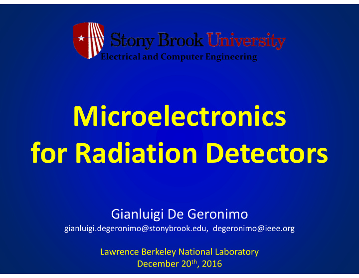 microelectronics l for radiation detectors